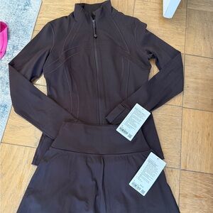 Lululemon Define Jacket + Align High-Rise Skirt in Espresso